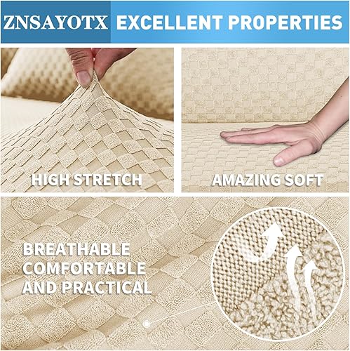 Miniatura 52 de ZNSAYOTX Fundas para Sofá Seccional, Fundas Elásticas de Jacquard con Parte Inferior Elástica para Sofá Seccional en Forma de L, Protector de Sofá