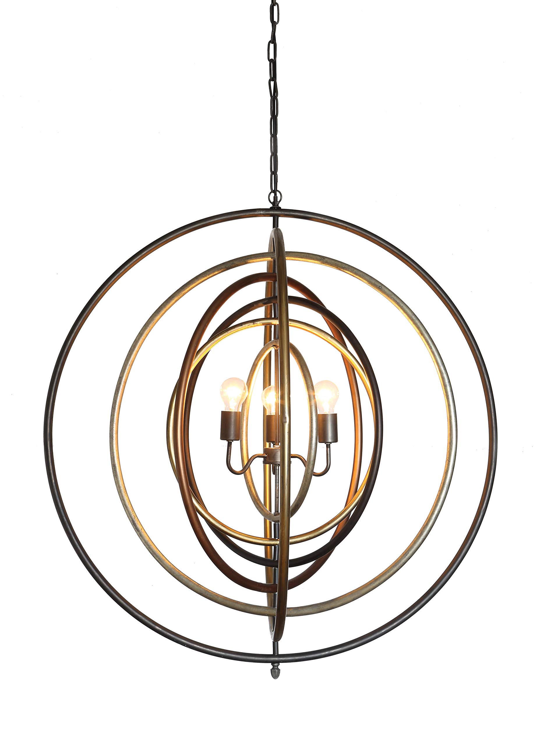 Creative Co-Op Metal Multi-Ringed Circular Pendant Light; Round Ceiling Light Fixture for Kitchen Islands or Dining Room Lighting
