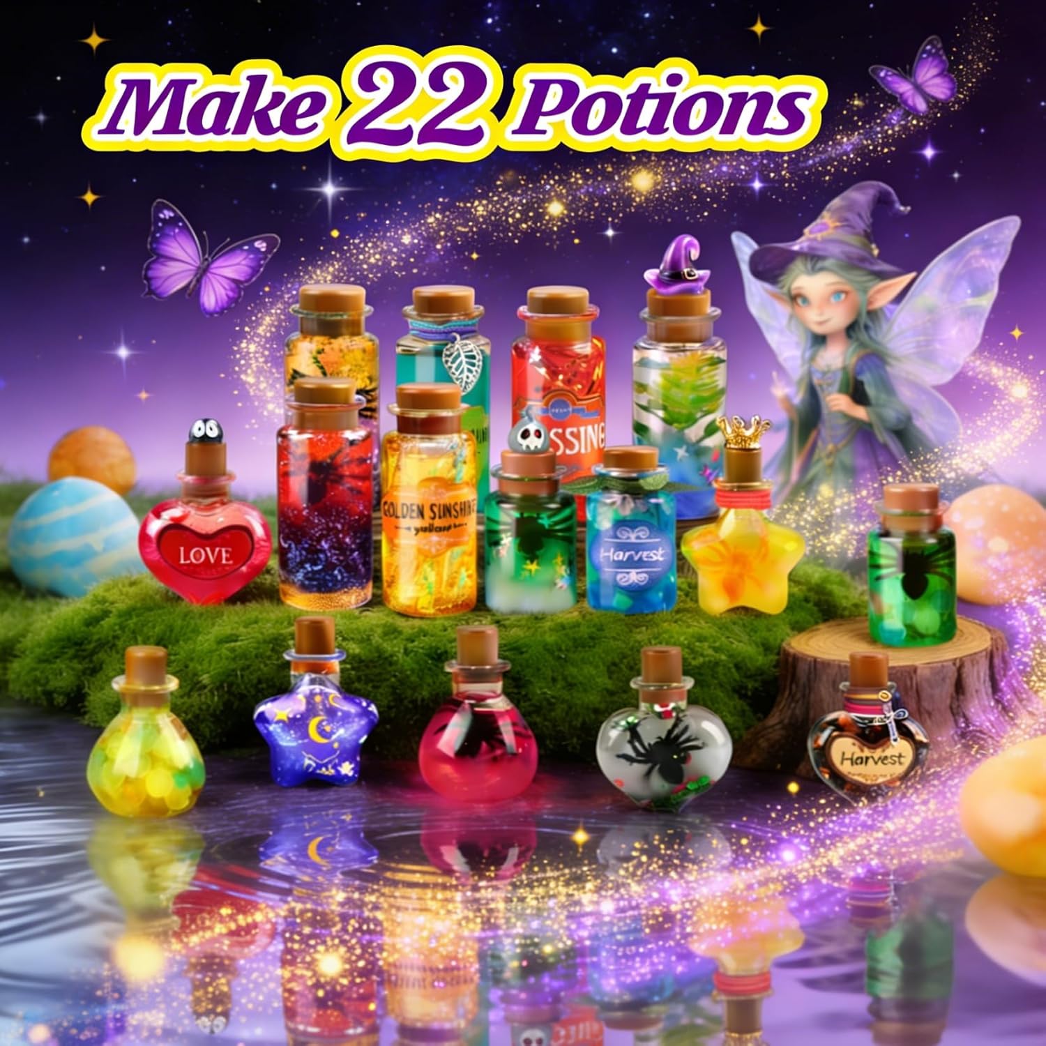 Easter Potion Magic Kit for Kids, 22 Magic Fairy Arts and Crafts Kit Potion Bottles Birthday Gifts Toys for Girls 6-12 Year Old Decorations School Family Craft Activities Party Favors