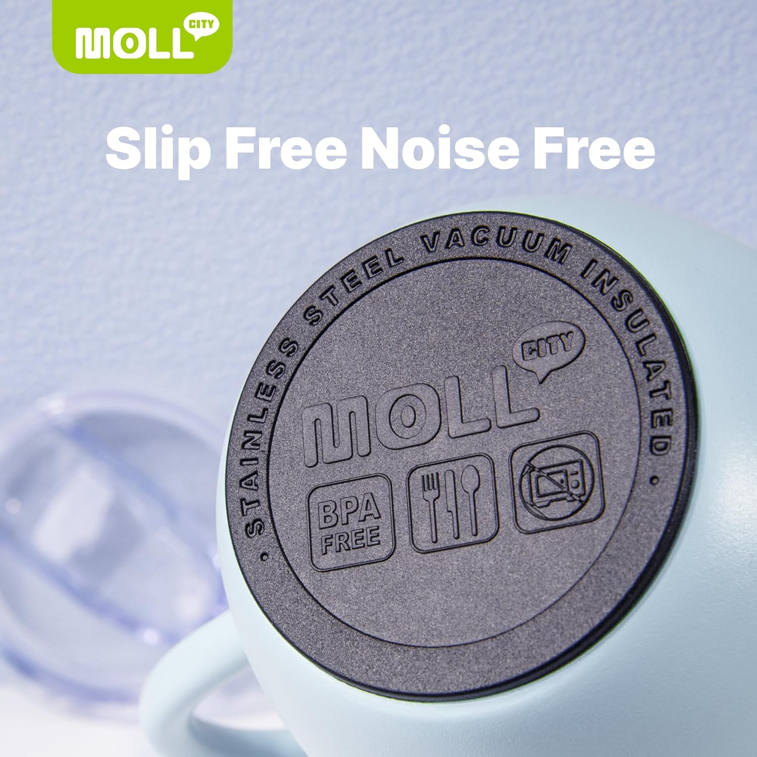 Kids Tumbler with Handle 12 oz Insulated Cup with Leak Proof Lids and Straws-Reusable Stainless Steel Vacuum Tumbler with Silicone Pad, BPA Free (Baby Blue) - Image 3