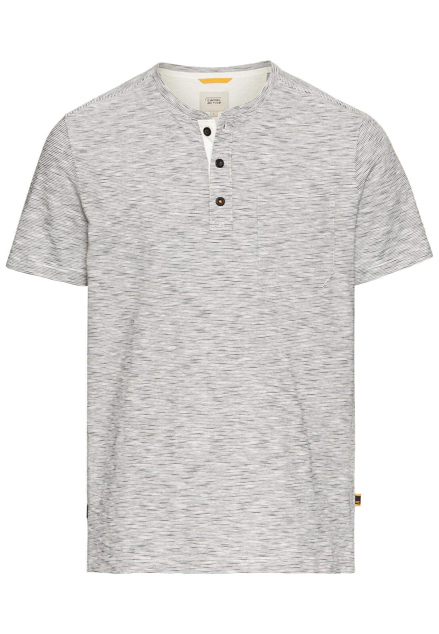 camel active Herren Kurzarm Henley aus Reiner Baumwolle Beige, Menswear-M
