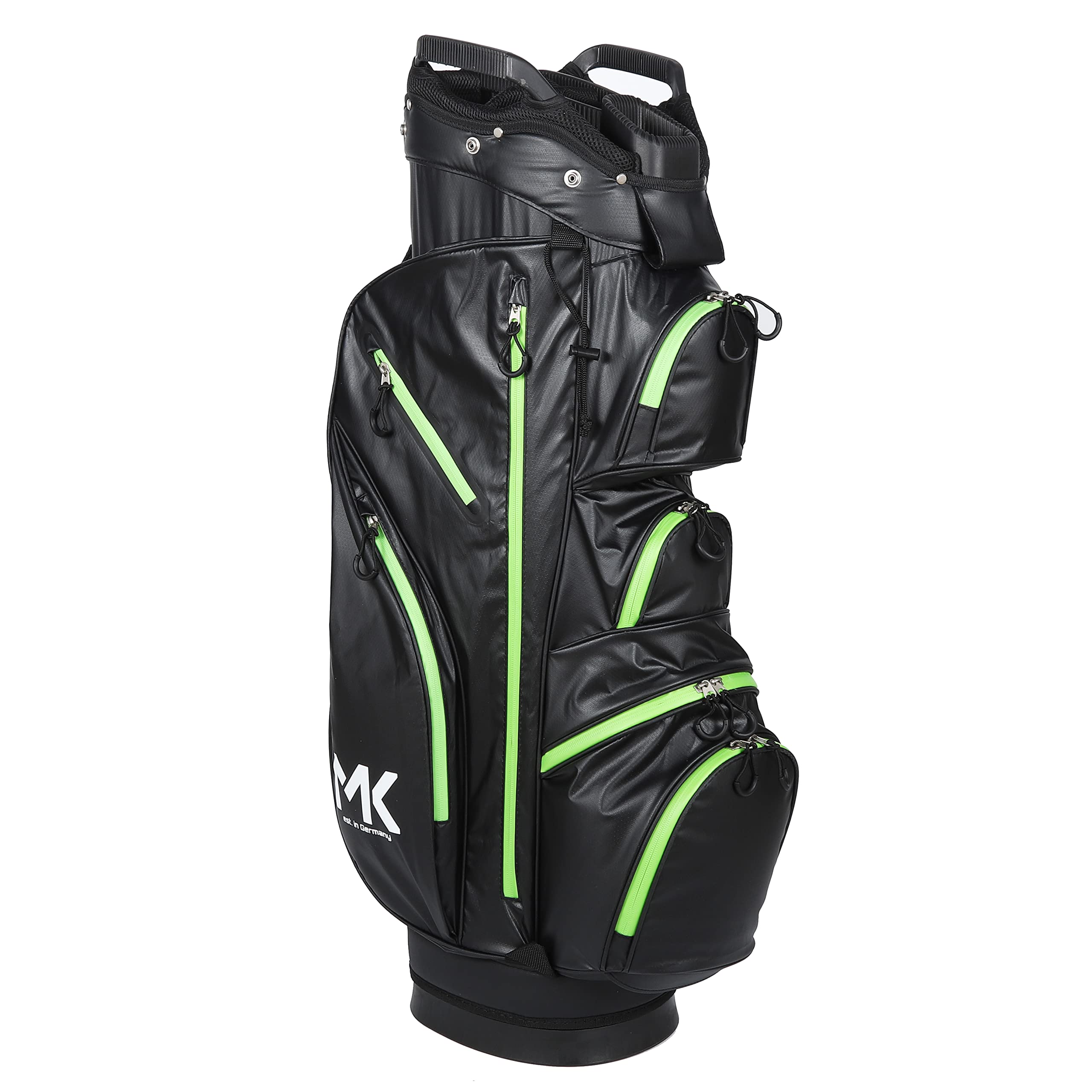 MK GolfBag Tour Pro Trolleybag 14 Fächer Getränkekühlfach Golftasche Rot wasserdicht Bag Golf und 12 Golfbälle gratis Paket
