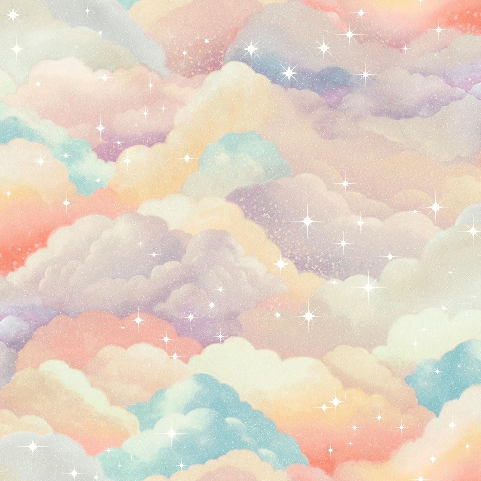 Holden Decor Multi Holden Storybook Dreamland Cloud Theme Wallpaper For Kids Bedroom, Nurseries, Playrooms Stars And Glitter Effect 14130