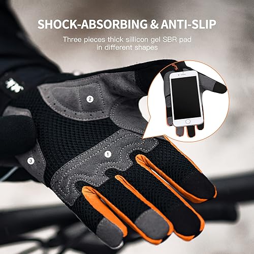 Miniatura 4 de Santic Guantes de ciclismo a prueba de viento, guantes de bicicleta de motocicleta con almohadillas de gel, guantes de bicicleta de montaña