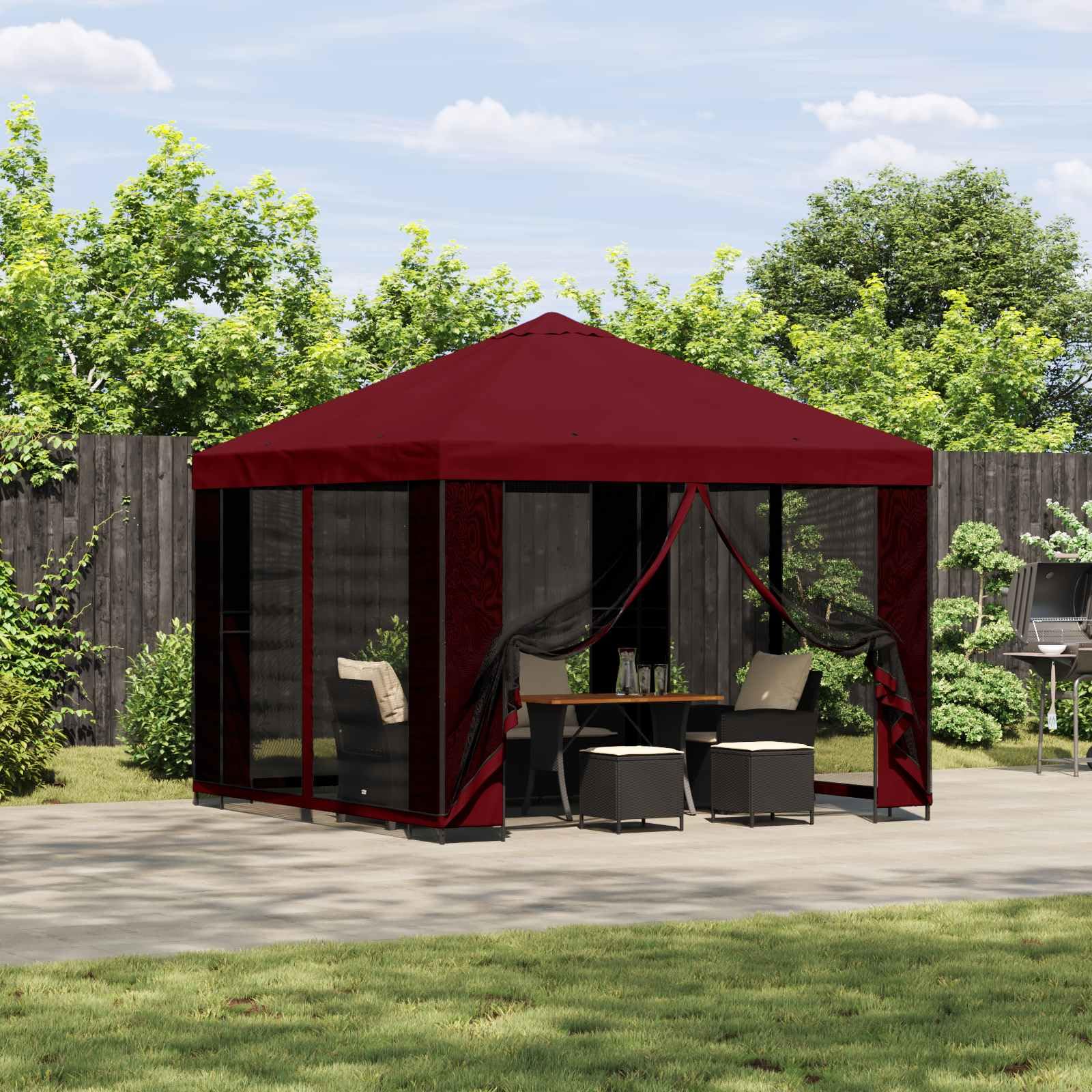 Gazebo pour jardin bordeaux 3x3 m pour ombrager vos repas en terrasse