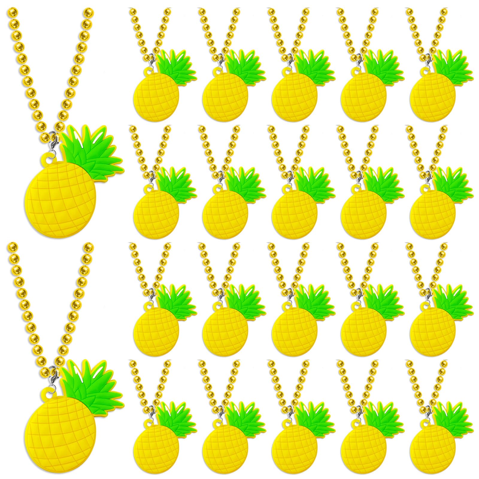 KeeStar 24 Pack Pineapple Necklace Party Favors for Hawaiian Luau Aloha Baby Shower, Fruit Themed Birthday Party, School Carnival Rewards, Photography