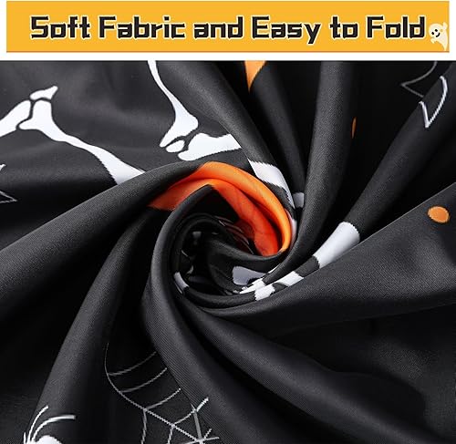 Miniatura 2 de Cortina de ducha de calavera de Halloween para baño, 72 x 72 pulgadas, divertida danza de esqueleto gótico en blanco y negro, cortinas de ducha de