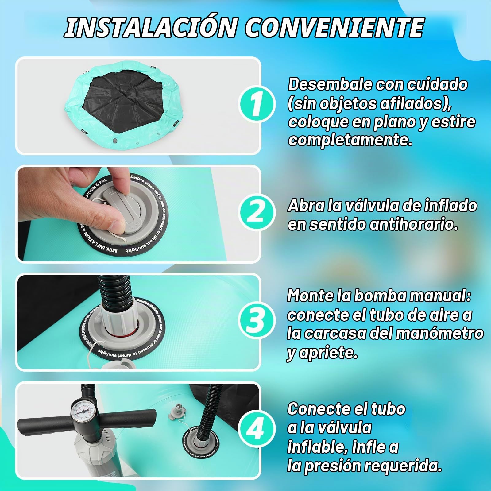 Muelle flotante inflable, plataforma flotante inflable hexagonal para adultos,Muelle flotante con escalera para piscina, lago, playa