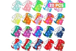Green Dinosaur Pop Bubble Fidget Keychain Toys Pack of 20