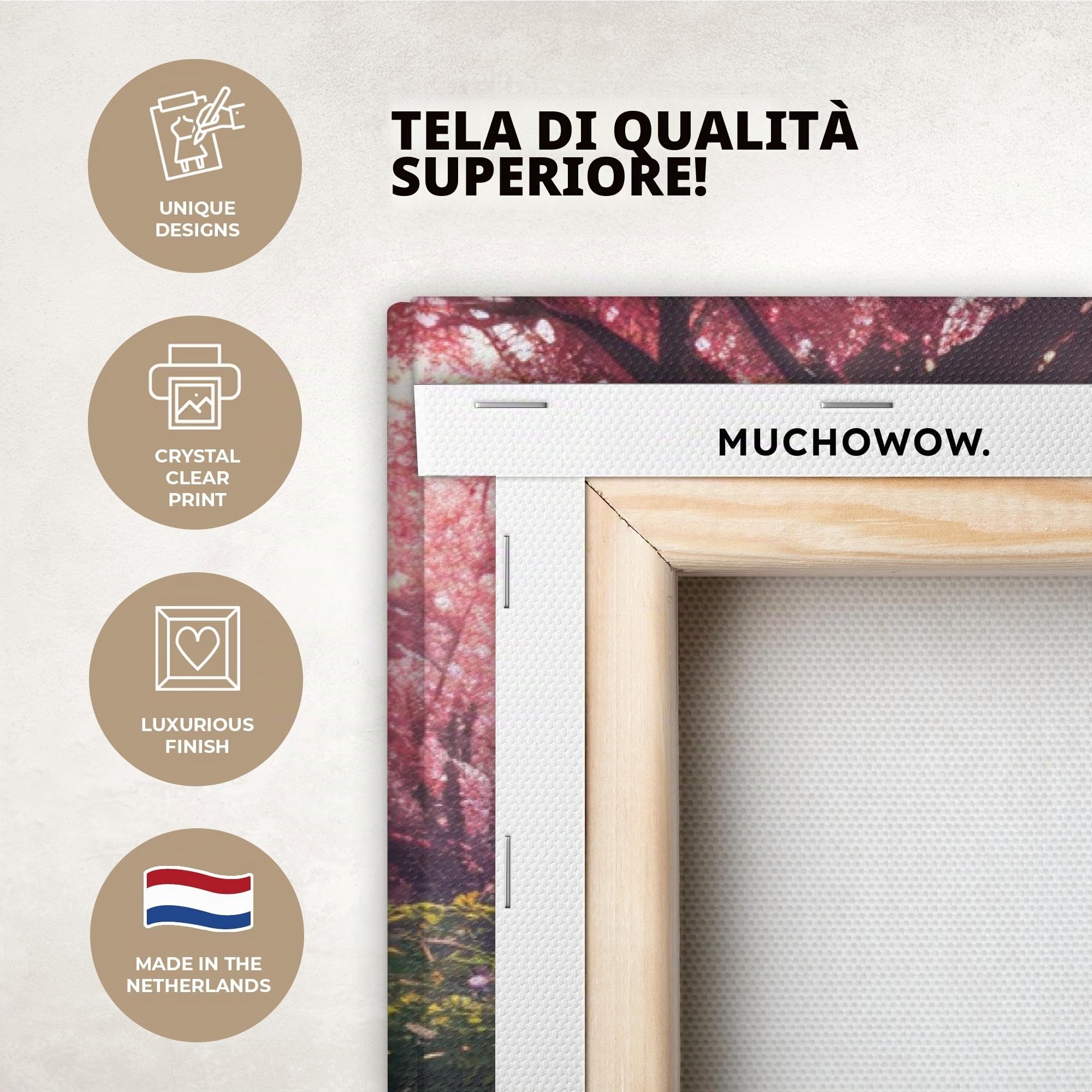 MuchoWow© Quadro su Tela Stampe da Parete Quadri Cucina Camera da Letto | 120x80 cm - Dipinto Arredamento Casa Giardino giapponese - Fiori di ciliegio - Alberi di sakura - Giappone