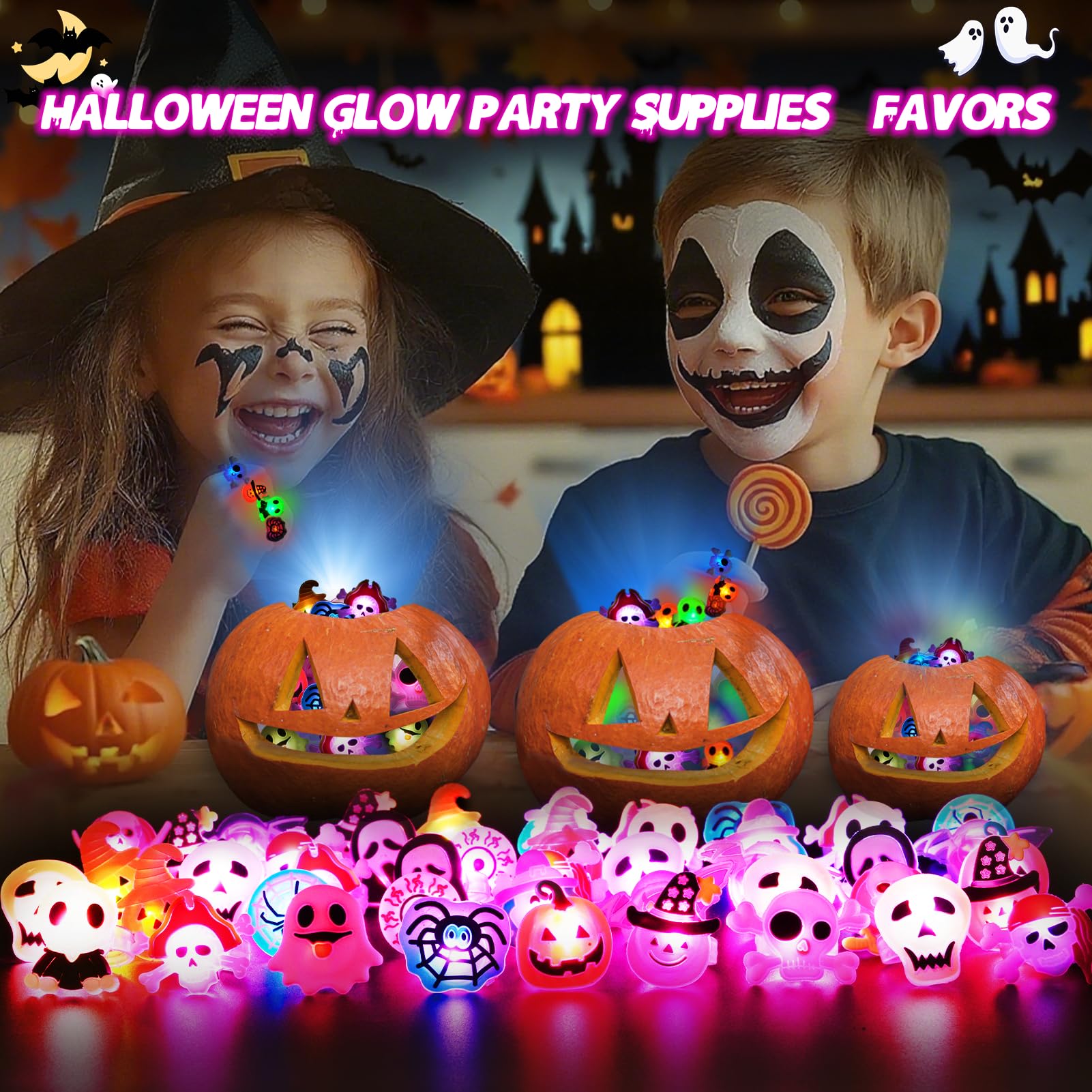 Halloween Glow Rings - 65PCS Party Favors -2