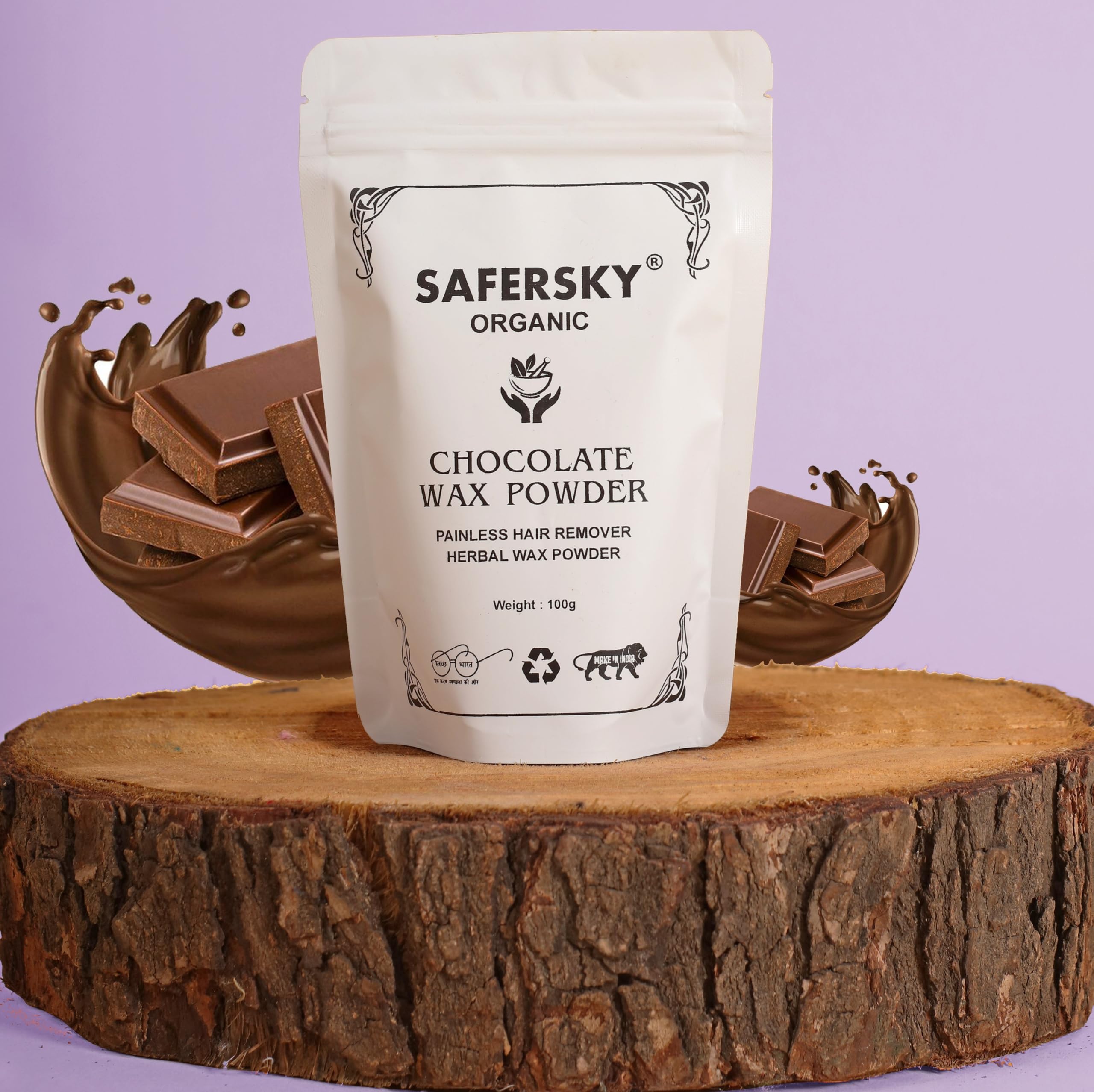 SAFERSKY Herbal Body Wax Powder for Hair Removal | Chocolate Flavours Hair Remover Wax | Zero irritation | No Side Effects | Painless Hair Remove Powder For All Hair & Skin Types Bikini Area Organic Hair Removal Wax Powder For Bikini Women Man Natural and Underarm Hair Remove Waxing Powder (Chocolate 100gm)-image-25