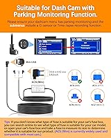 Vista 2 de Kit de cableado para cámara de salpicadero, 13.1 ft/13.12 pies, 12 V-24 V a 5 V 2.5 A, cargador de cámara de tablero de automóvil, cable