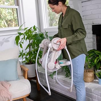 Ingenuity Soothe 'n Delight 6-Speed Compact Portable Baby Swing with Music and Toy Bar, Folding for Easy Travel - Cozy Kingdom