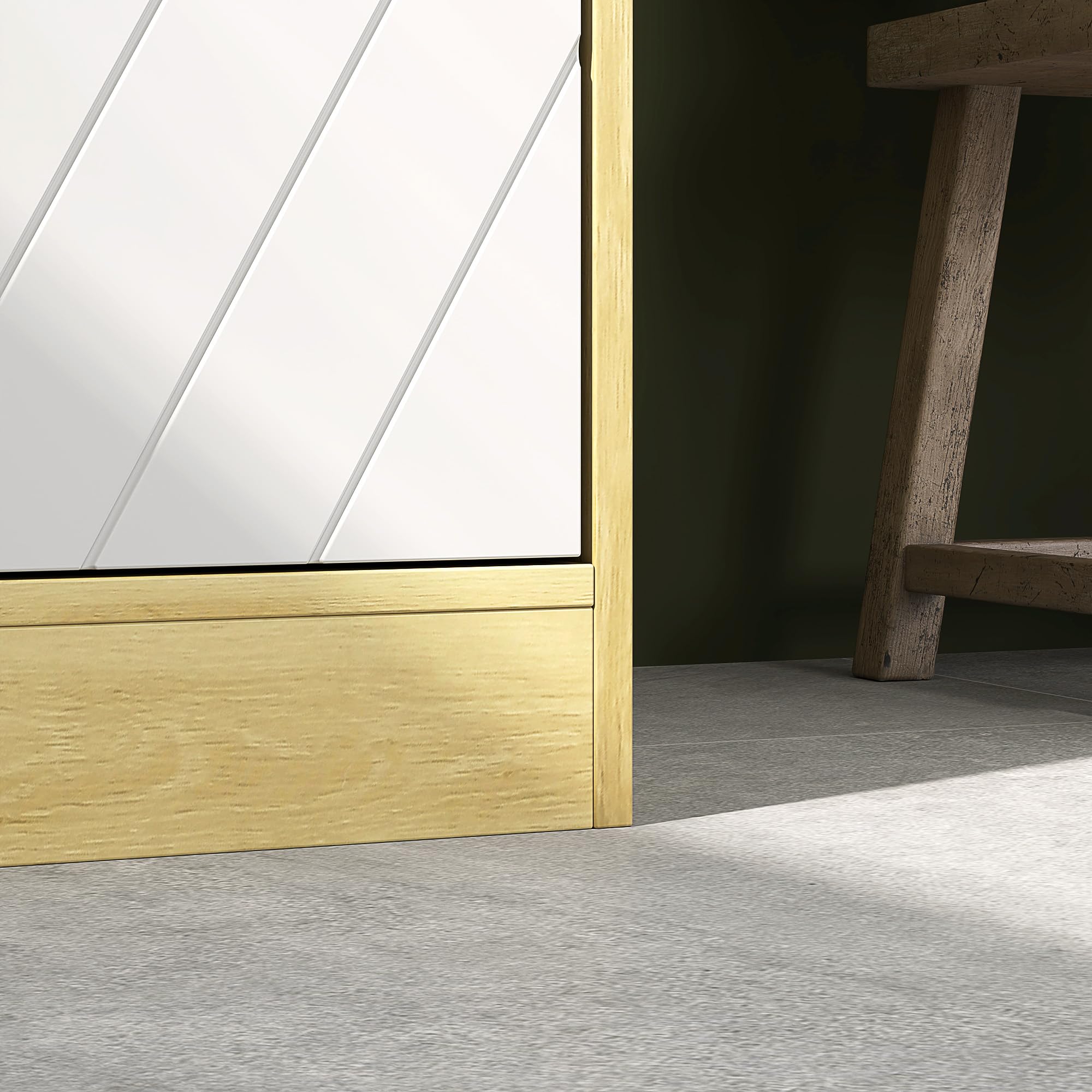 HOMCOM Mobiletto Salvaspazio per Bagno in Legno, Mobile da Bagno con 2 Armadietti e Ripiani Regolabili, Design a Colonna, 30x24x170 cm, Rovere e Bianco