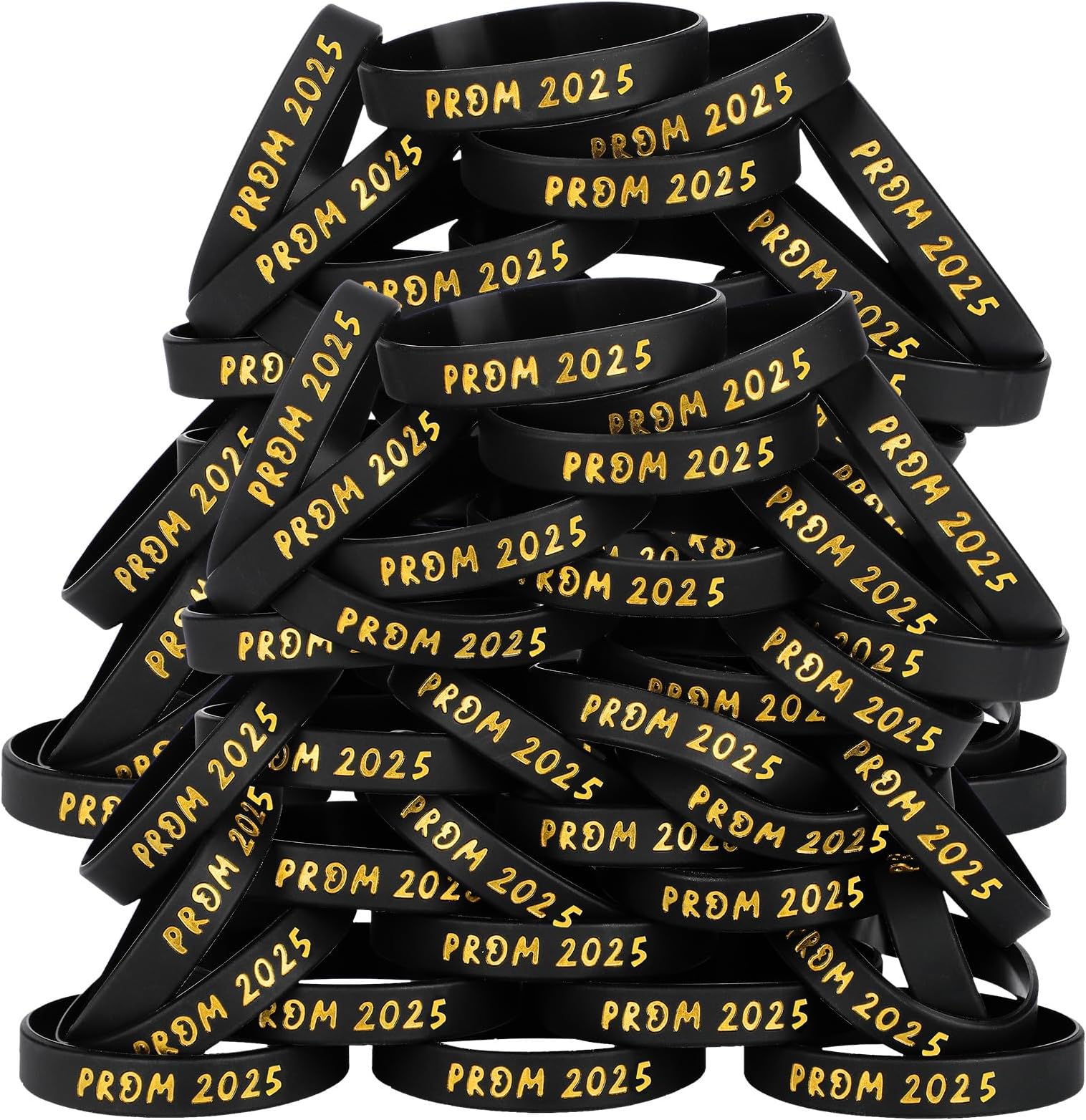 Hanaive 100 Pcs Prom 2023 Silicone Wristbands Prom Party Favors Keepsakes Prom Wristbands Graduation Silicone Wristbands 2023 Grad Bracelets Graduation Gifts, Black Gold