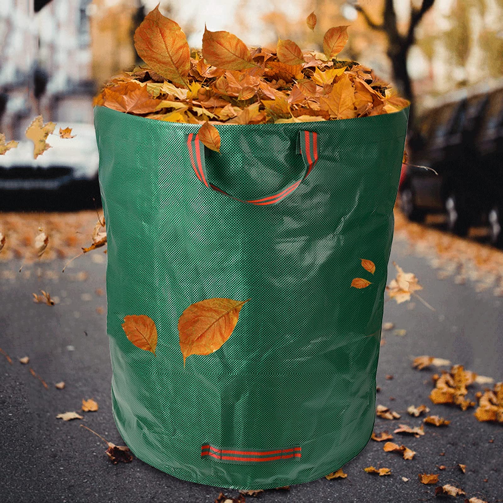 Sacchi per Rifiuti da Giardino, Grandi Sacchi per Rifiuti Pesanti con Manici, Sacchetti per Erba in Foglia Antistrappo Impermeabili,Verde