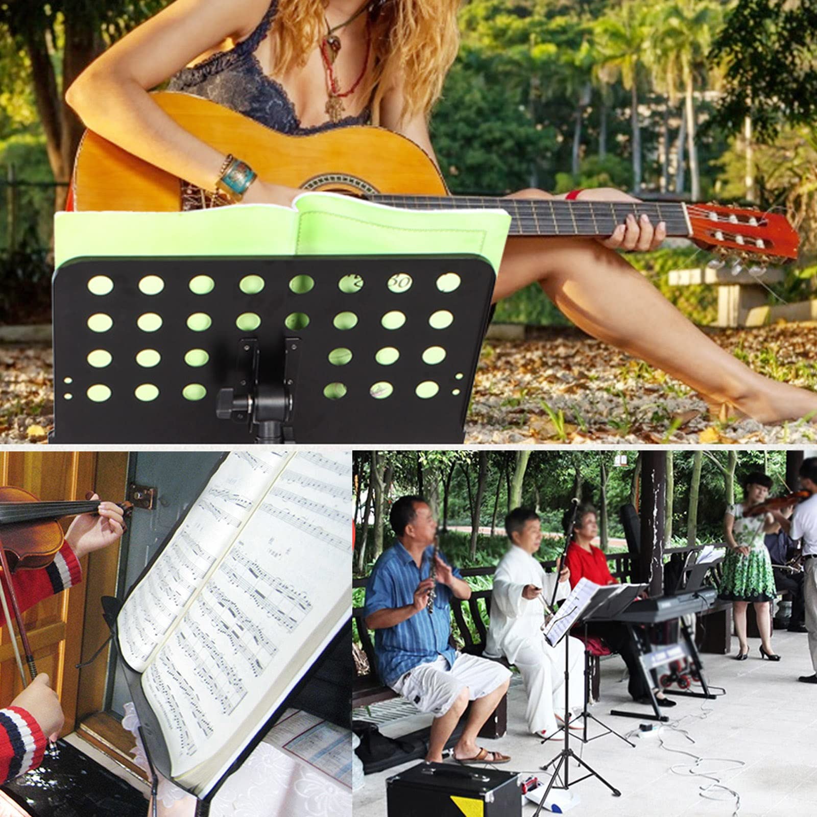 HJXGQJM Atril for Partitura Plegable Portátil Musica Metalico Soporte De Ajustables, Se Puede Utilizar for Violín De Guitarra De Rendimiento Al Aire Libre, Negro