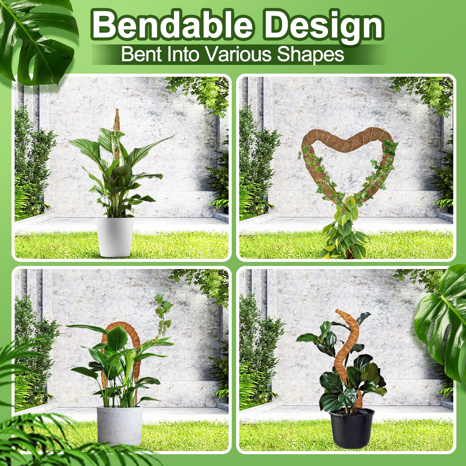 Moss Pole for Monstera, PEMOTech 25'' Bendable Plant Sticks