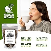 Vista 7 de Nelson's Tea Trufa de chocolate y frambuesa: té negro de hojas sueltas con hoja de frambuesa, rooibos, esencia de trufa, algarrobas, hibisco