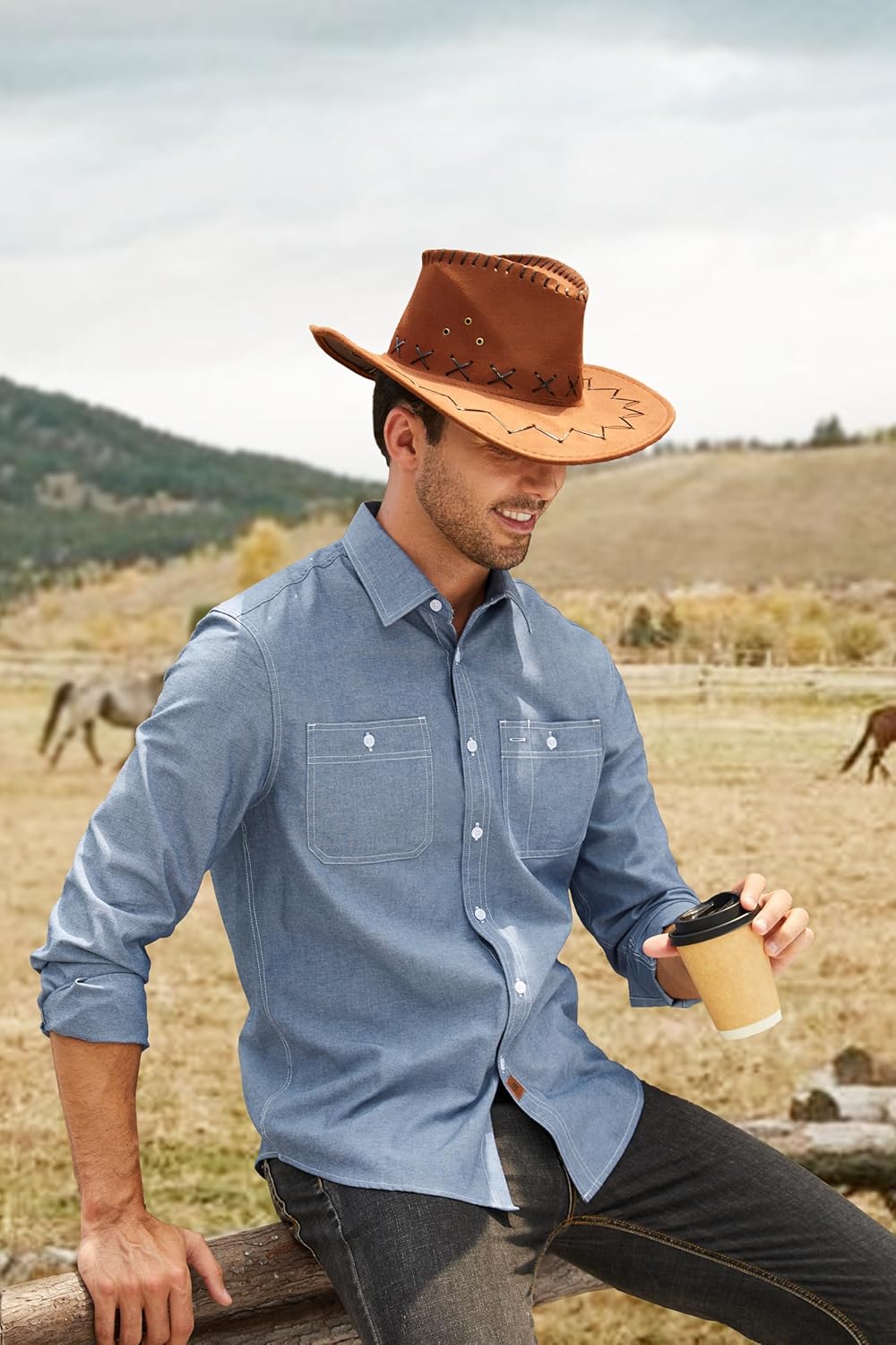 Mens Oxford Dress Shirts Solid Long Sleeve Button Down Shirts Casual Regular Fit Work Shirts with 2 Pockets - Image 3