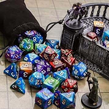CiaraQ Polyhedral Dice Set - DND Role Playing Dice | Acrylic RPG Dice for Dungeons and Dragons MTG Table Games, Multi-color, 35pcs