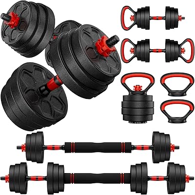Adjustable Dumbbell Set, 20/33/45/70/90lbs Free Weight Set with Connector, 4 in1 Dumbbells Set Used as Barbell, Kettlebells, Push up Stand, Weight Set for Home Gym Suitable Men/Women