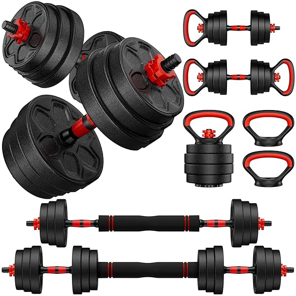 Adjustable Dumbbell Set, 20/33/45/70/90lbs Free Weight Set with Connector, 4 in1 Dumbbells Set Used as Barbell, Kettlebells, Push up Stand, Weight Set for Home Gym Suitable Men/Women