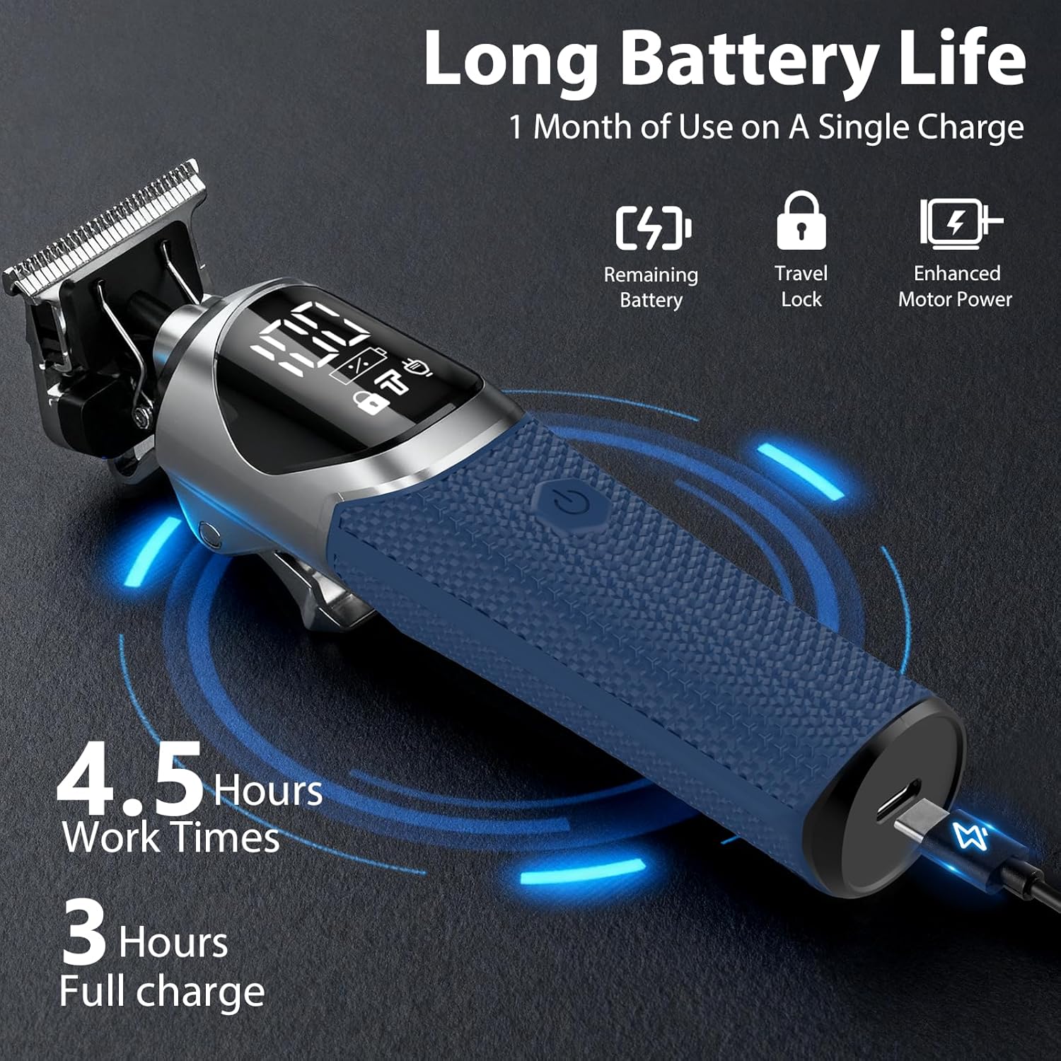 Ufree 6-in-1 Professional Beard Trimmer for Men, IPX6 Waterproof Electric Shaver Razor, Cordless Body Hair Trimmer for Mustache, Nose, Type-C Mens Gooming Kits, Birthday Valentines Gifts for Him - Image 4