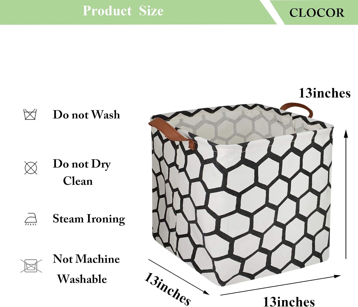 CLOCOR Cube Storage Bins | 13 Inch Cube Fabric Square Storage Basket,Foldable Decoration for Playroom,Shelves Baskets,Gift Basket,Home Organization, Set of 3 (Black hexagon)