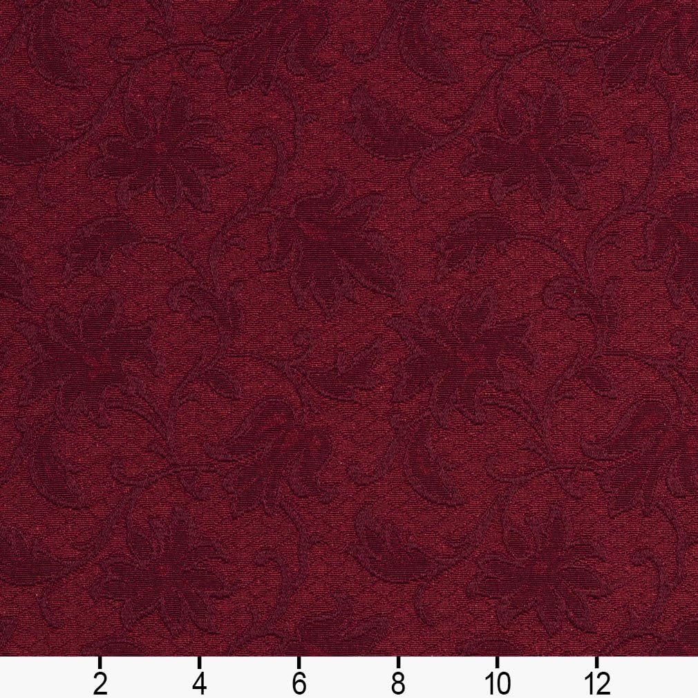 Burgundy Floral Jacquard Woven Upholstery Grade Fabric by The Yard - SKU: Delray Cranberry