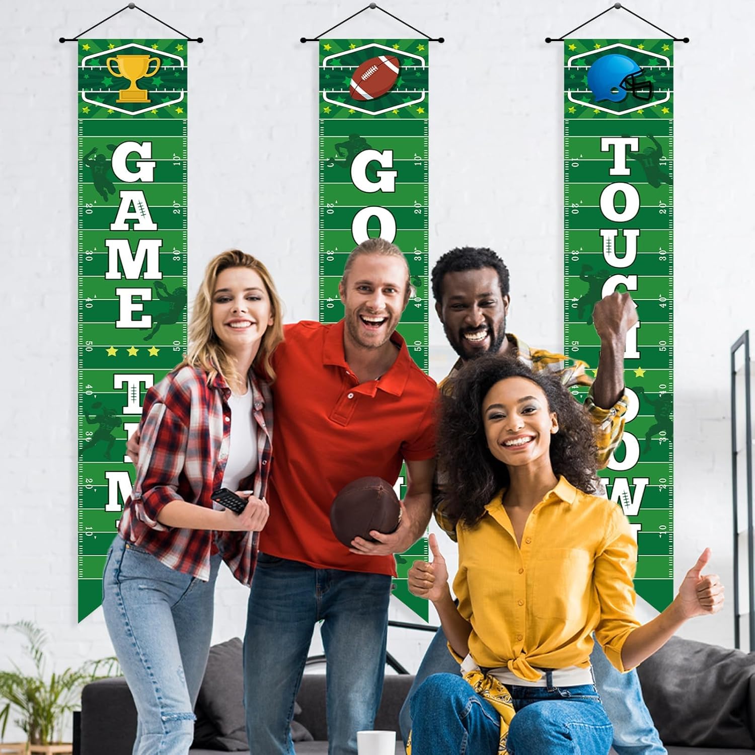 Wiooffen 3PCS Football Porch Sign Banners Football Party Decorations Welcome Hanging Door Banner Sports Theme Wall Decor Supplies for Indoor Outdoor School Home Yard Birthday Game Day Party Decoration
