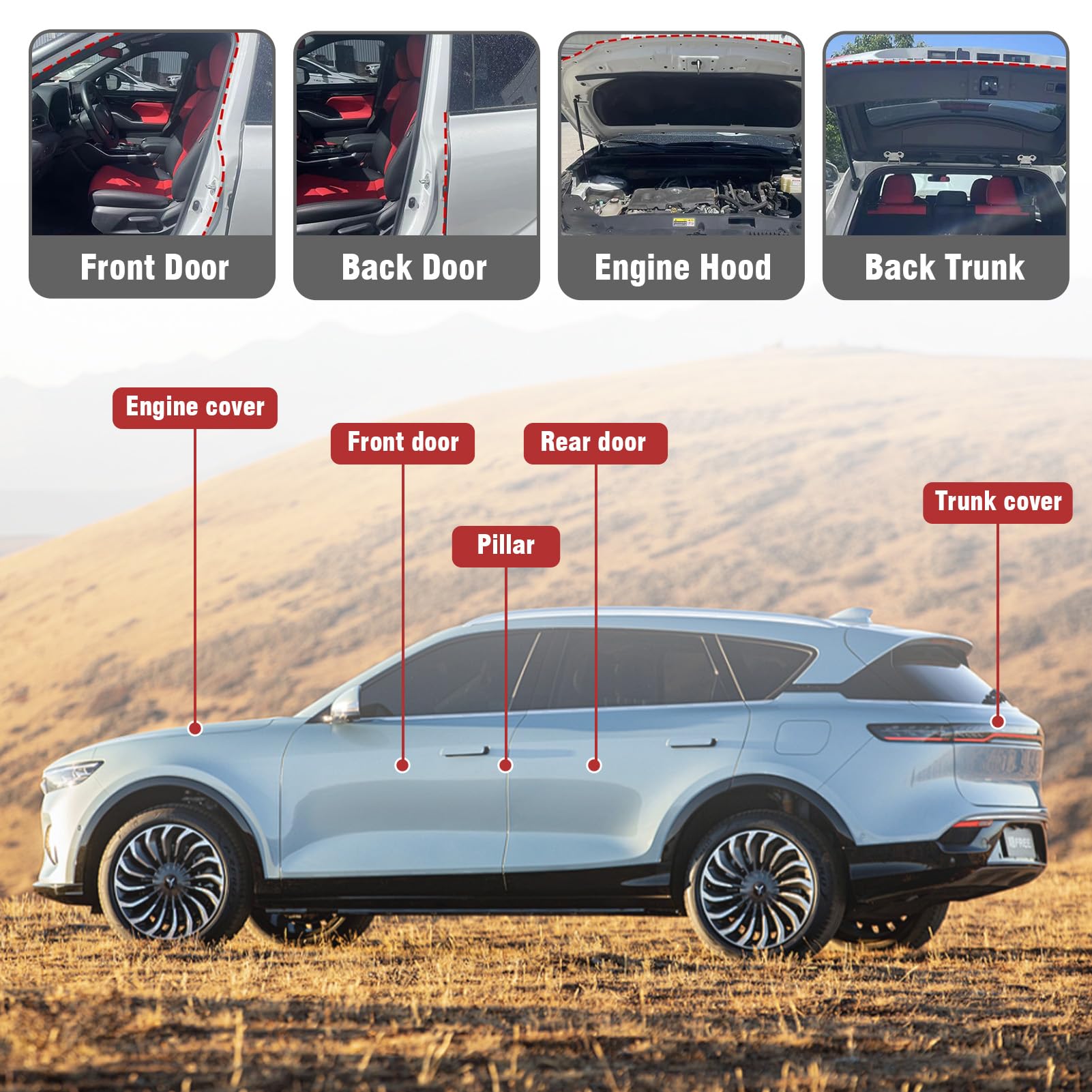 Junta de goma autoadhesiva para puerta de coche, 8 m en forma de D, protección de bordes de goma, protección acústica, impermeable, universal, YuLiMirich