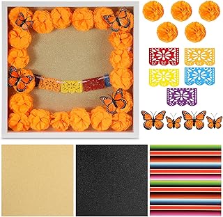 29 Pcs Day of The Dead DIY Shadow Box Craft Set Large 12 X12 Inch Ofrend...