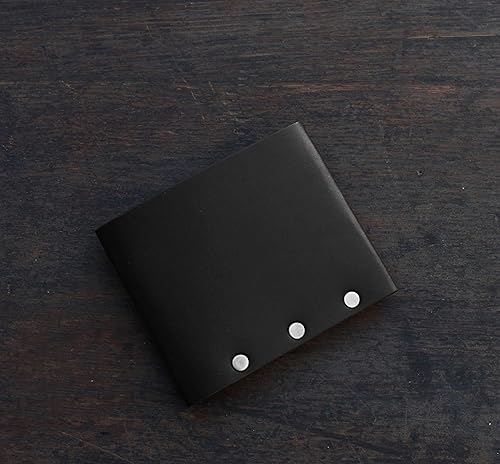 Miniatura 3 de Billetera plegable delgada, billetera de cuero, billeteras hechas a mano para hombres - #2, Negro -, Minimalista