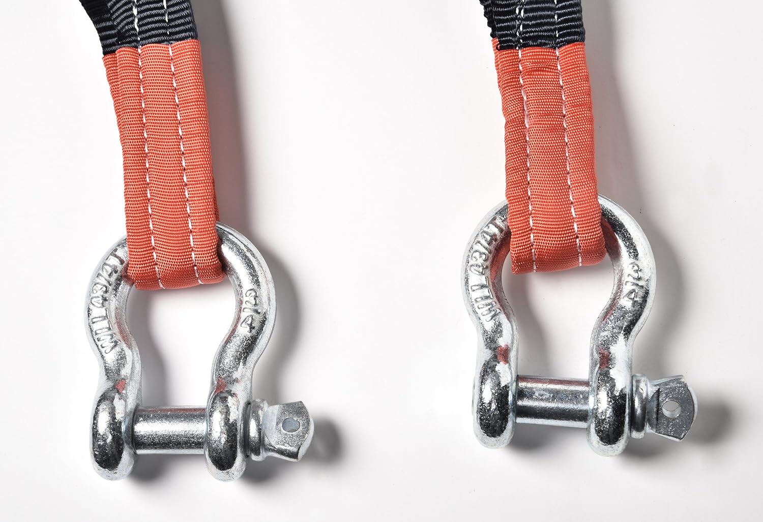 Recovery Tow Strap and Bow Shackles Combo - Premium Winch Tow Strap 2" x 20' Off-Road Car Truck Snatch Strap - Reinforced Hook Ends and Two (2) Bow Shackels 5/8" - 9000lb Capacity