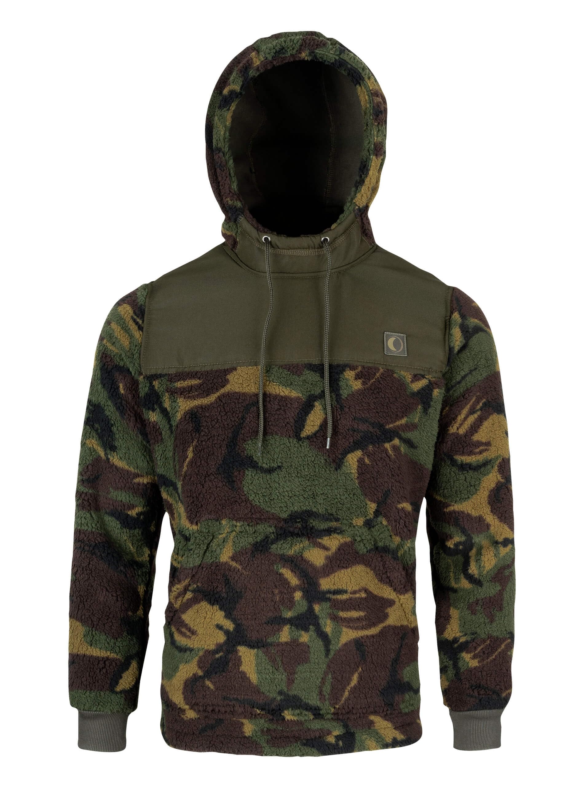 SPEERO Men’s Sherpa Fleece Hoodie Gen 2 – Deep Pile 300g Warm Pullover with Adjustable Hood, Reinforced Shoulder & Elbow Patches, Zipped Pockets for Outdoor, Casual Wear – DPM, S