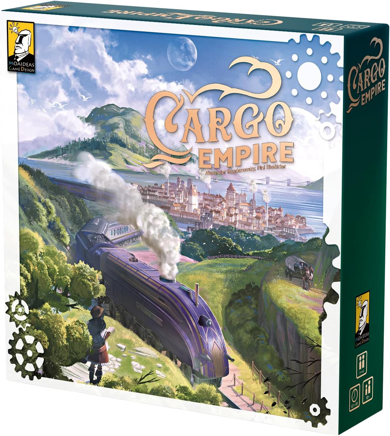 Cargo Empire — by Moaideas Game Design | Build Your Own Transportation Network | Pick-Up-and-Deliver | Includes 100+ Wooden Meeples| Euro-Strategy Board Game | 1-5 Players | 60-90 Minutes