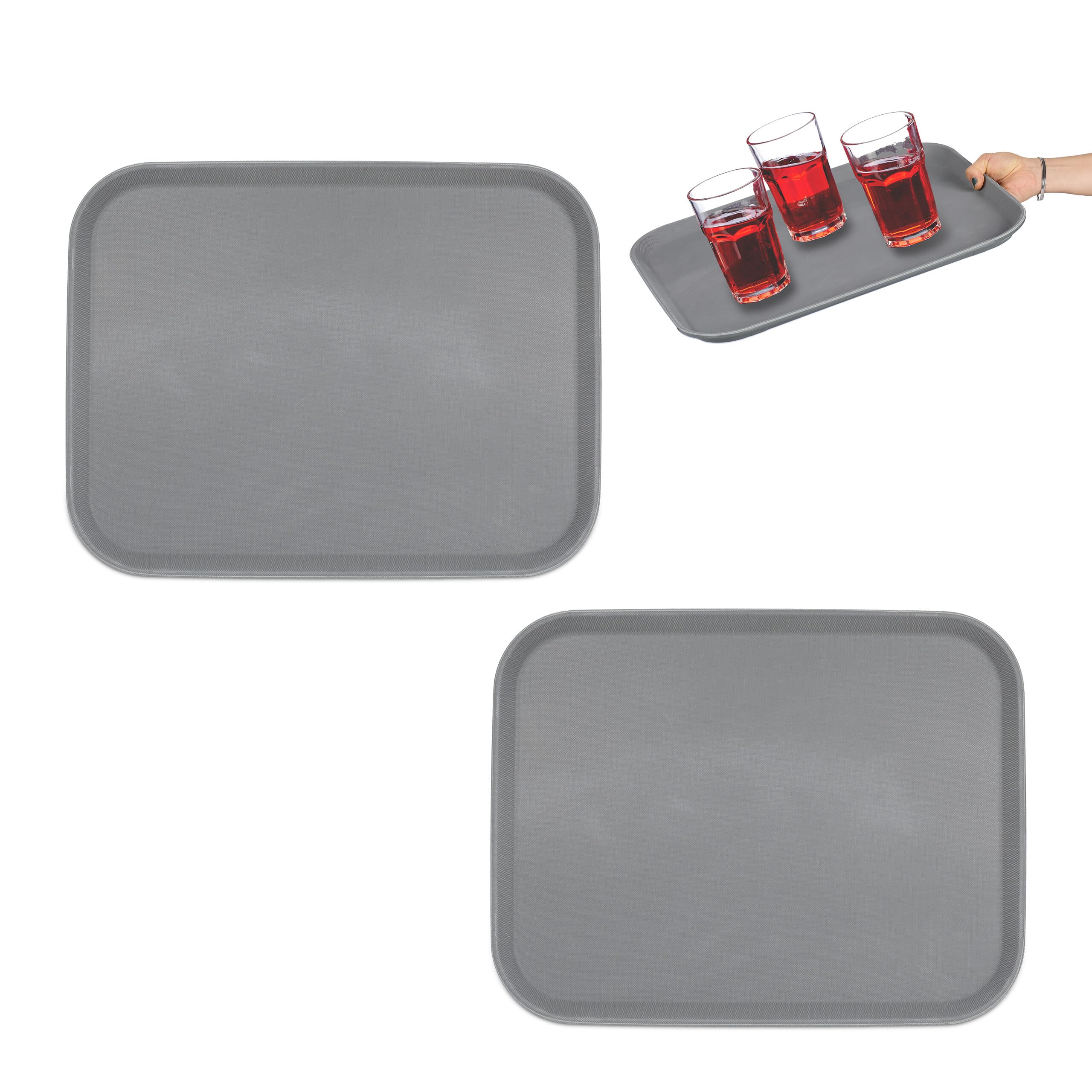 Dienblad set van 5 antislip - Rechthoekig Serveerblad 35 x 25 cm - Cafés Bars Zwart