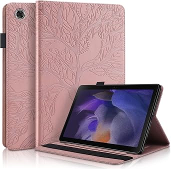 Case for Samsung Galaxy Tab A8 10.5 2022 Case SM-X200/X205 PU Leather Cover Lightweight Flip Stand Shell with Elastic Band & Card Holder for Galaxy Tab A8 10.5 inch Tablet,Rose Gold
