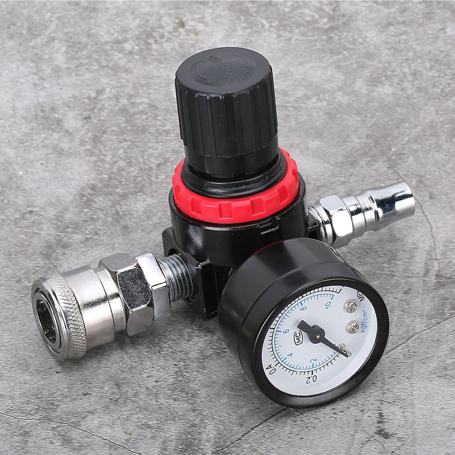 Pressure Governor, Regulating Valve Compressor for Spray Gun, Air Adjusting Value Regulator with Glass Gauge, Black