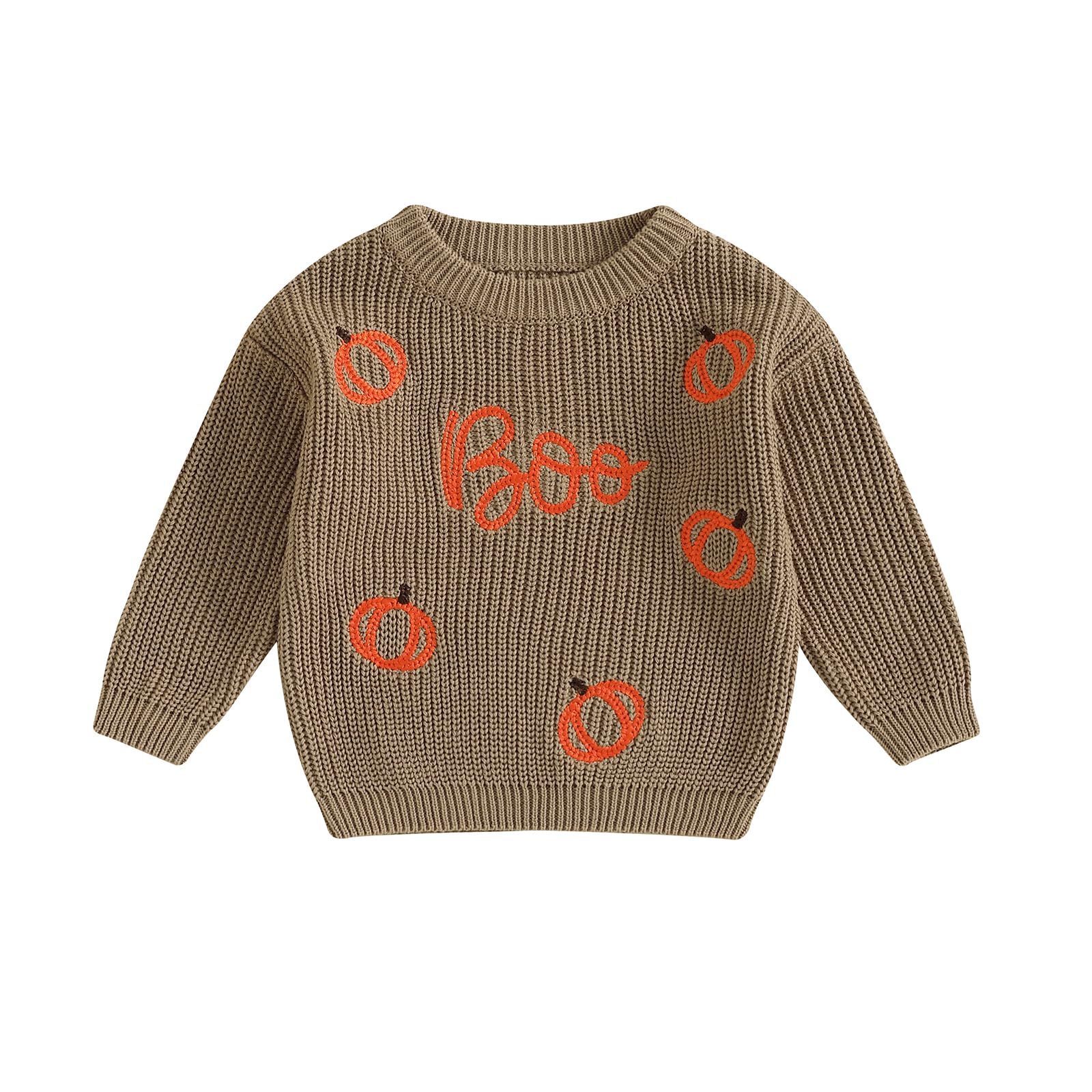 LSFYSZD Toddler Baby Girls Boys Halloween Pumpkin Sweaters Long Sleeve Crew Neck Winter Warm Knitwear Pullover Jumpers Top — view 194