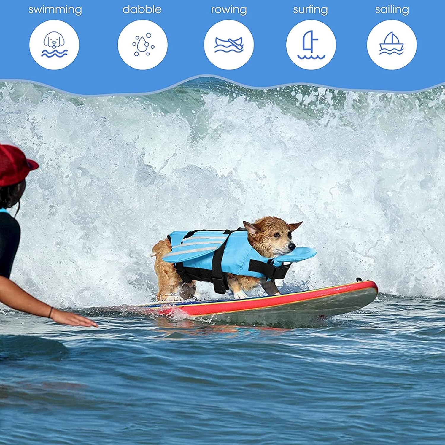 Dog Life Jacket,Pet Floatation Life Vest with Wings,Ripstop Dog Life Vests Dog Lifesaver Preserver Swimsuit with Handle&Reflective for Small, Medium, Large Dogs for Swim, Pool, Beach