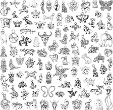 JIALEEY Wholesale 100 PCS Mixed No Repeated Silver Pewter Smooth Metal Charms Pendants DIY for Necklace Bracelet Dangle Jewelry Making and Crafting, Animal Charms
