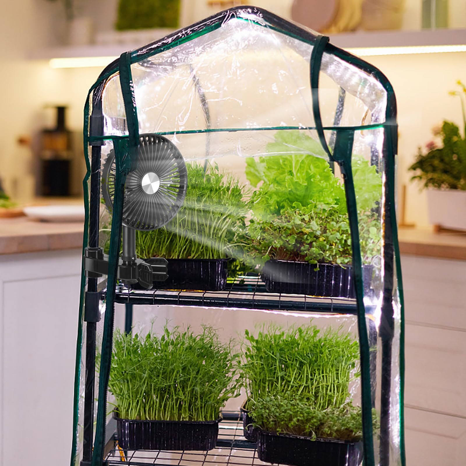 Grow Ventilatore con Clip,Protezione Oscillante,Motore EC,Ventola per Tenda da 3W,Diametro 17cm Clip Fan Grow Tent con Cavo di Prolunga 2m,Adatto per Piccole Serre
