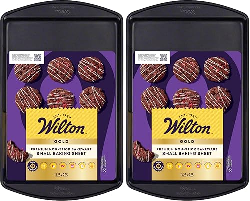 Wilton Perfect Results Premium - Bandeja antiadherente para galletas pequeñas, 13.25 x 9.25 pulgadas, acero (paquete de 2)