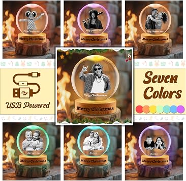 Personalized Christmas Snow Globe with Photo Text Custom Crystal Ball