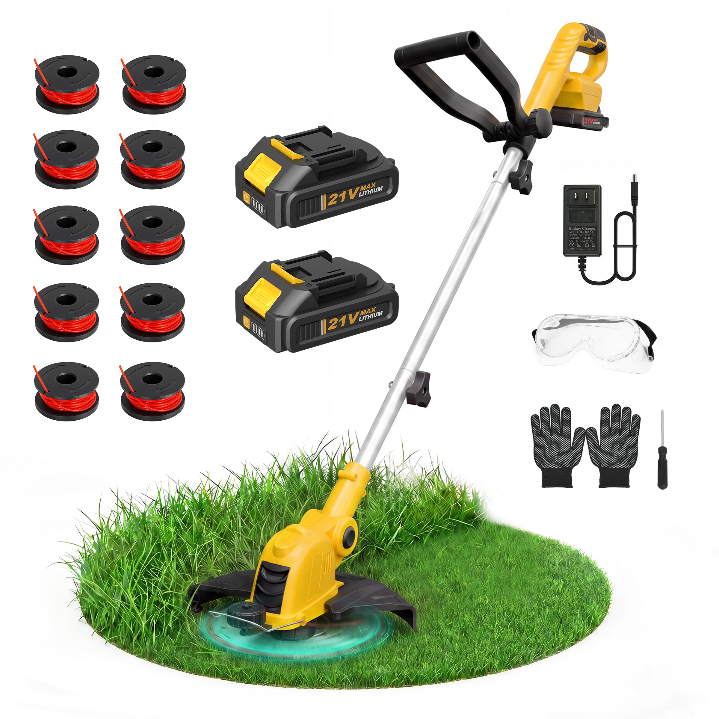 ALSO GO 21V Cordless Weed Wacker, 12 Inch String Trimmer with Auto Line Feed