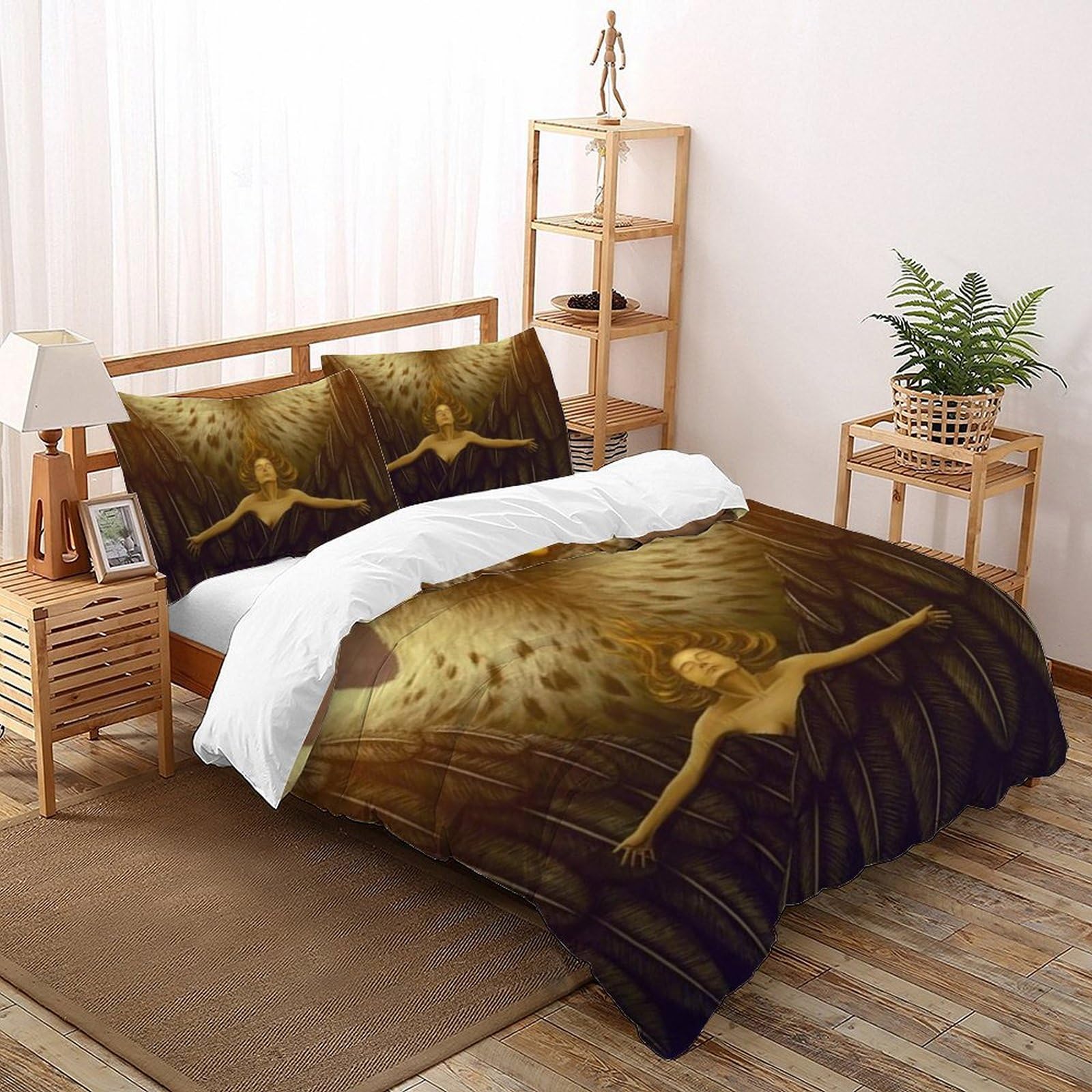 Housse de couette 3D animaux lit double 200x200 microfibre anti-plis