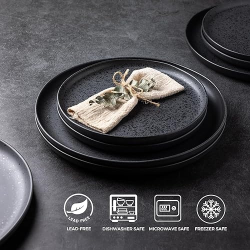 Miniatura 3 de AmorArc Juego de vajilla de cerámica, juego de platos y cuencos de cerámica con borde ondulado, altamente resistentes a las astillas y grietas,